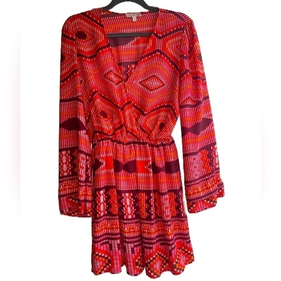 Gianni Bini Red/Orange Geometric Dress - Picture 1 of 4